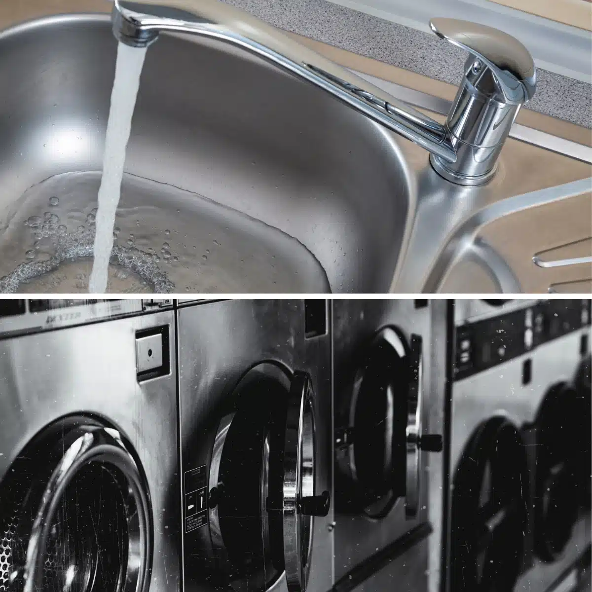 évier cuisine et machine à laver inox